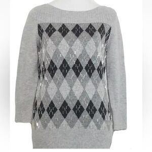 Talbots Pullover Gray Wool Blend sweater Medium Petites 8-10 New w/out tag